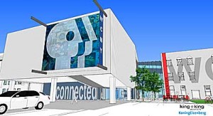 The Syracuse station, which will house the centralcasting unit, would be rebuilding its facility anyway. It’s moving downtown to a repurposed factory. (Image courtesy of WCNY).