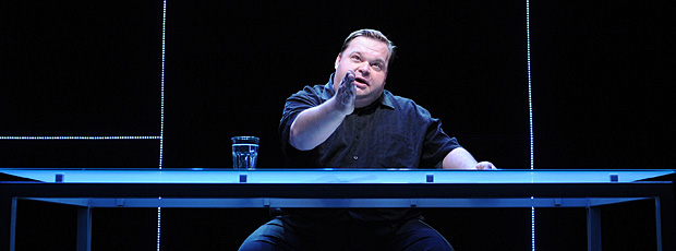 Daisey in the original 2010 production (Photo: Stan Barouh, courtesy of Woolly Mammoth Theatre Co.)