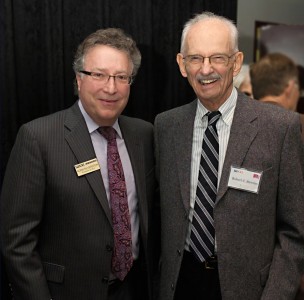 Norm Silverstein, at left, with Robert Stevens, a WXXI founding member and donor.