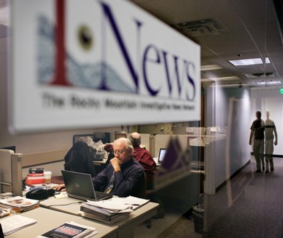 Investigative journalist Jim Trotter and his I-News colleagues set up their newsroom in RMPBS headquarters four years ago. Now the two media outlets are merging with KUVO, Denver's pubradio jazz station. (Photo: Joe Mahoney/The I-News Network)