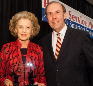 APTS honored California Republican Jo Ellen Chatham, co-chair of PBS SoCal's board of trustees, for grassroots advocacy. She's pictured with President Pat Butler.
