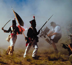 Filming Mexican army reenacters.